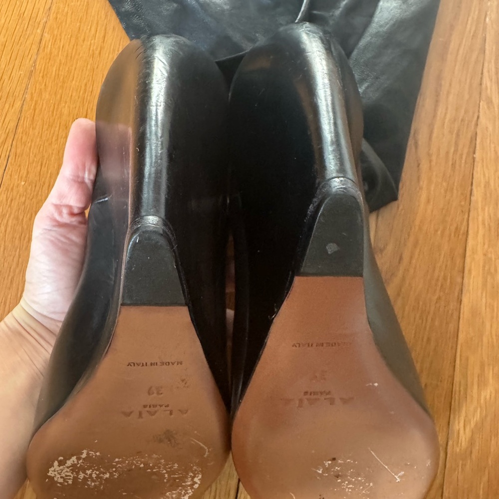 ALAIA Paris Black Over-the-Knee Wedge Boots Size 39 - Picture 2 of 6
